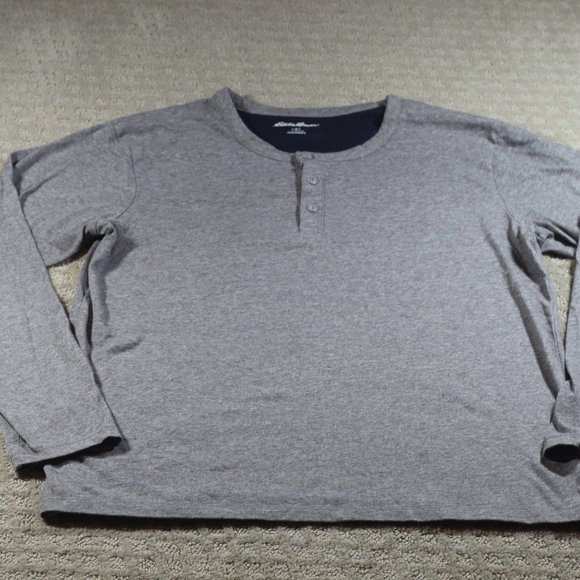 Eddie Bauer Size S Grey Long Sleeve Henley Shirt - LIKE NEW - Picture 1 of 6